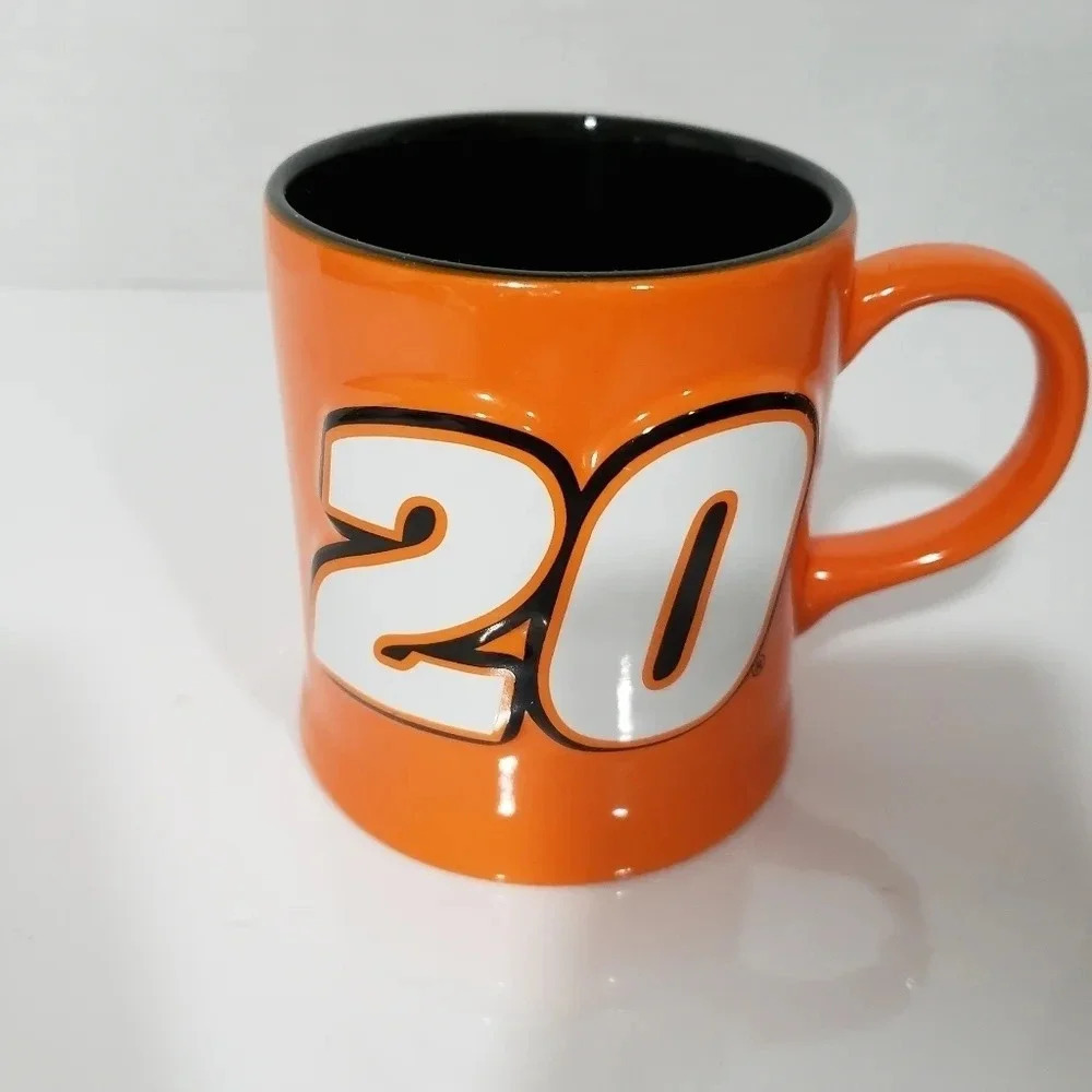 VTG,Tony Stuart #20 Orange/White/Black Signature Nascar Coffee Mug.